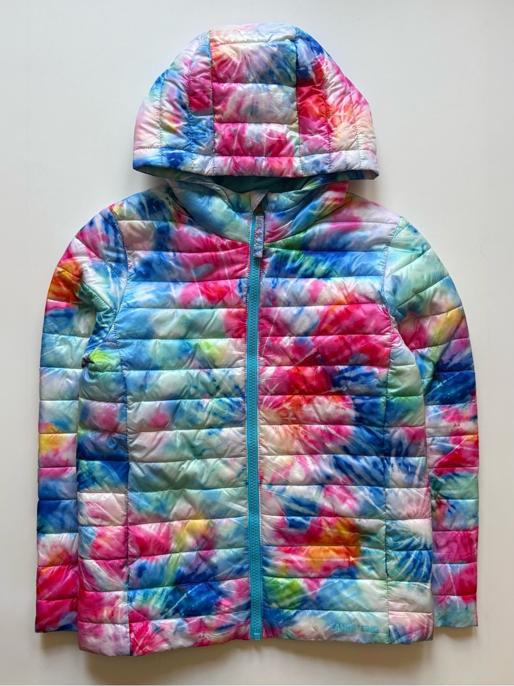 Lands' End Girls FeatherFree Insulated Hooded Packable Tie-Dye Jacket - Size 8